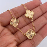 Pulso Aro Seguido Trebol 6.2gr / 17.5cm-19.6cm / 1.3mm Diamantado Oro Amarillo Nac.Esp. 18K &