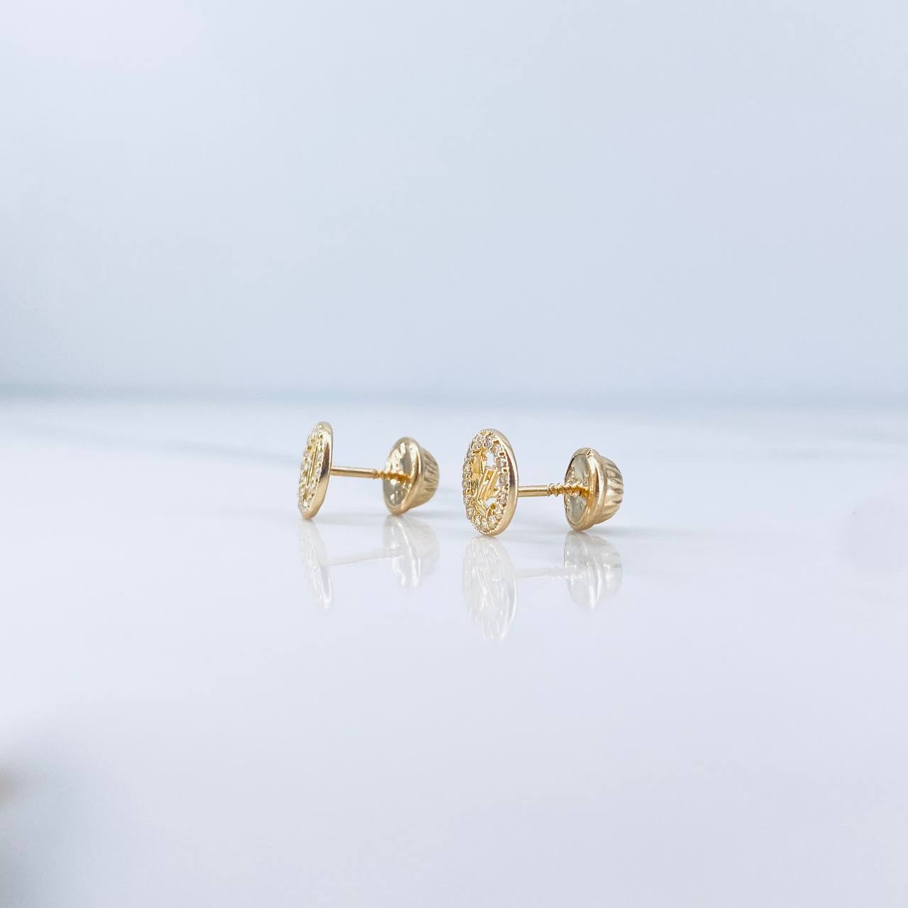 Topos LV 0.8gr / Circones Blancos Oro Amarillo 18K &
