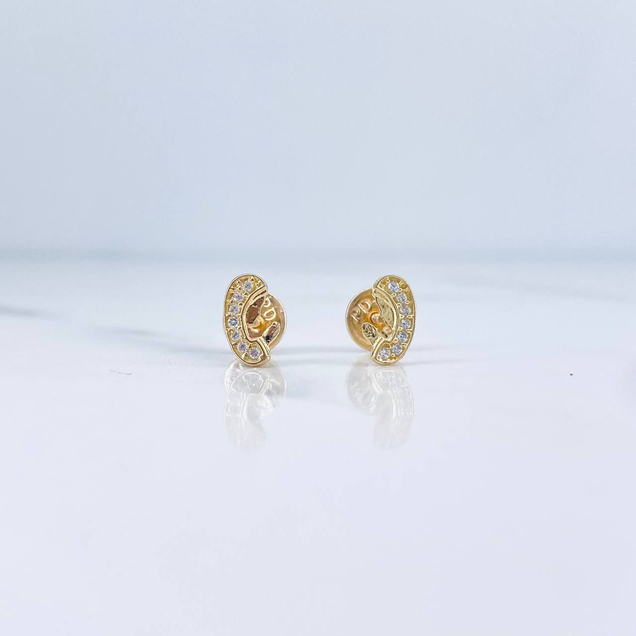 Topos Virgen Maria 0.7gr / Circones Blancos Oro Amarillo 18K &