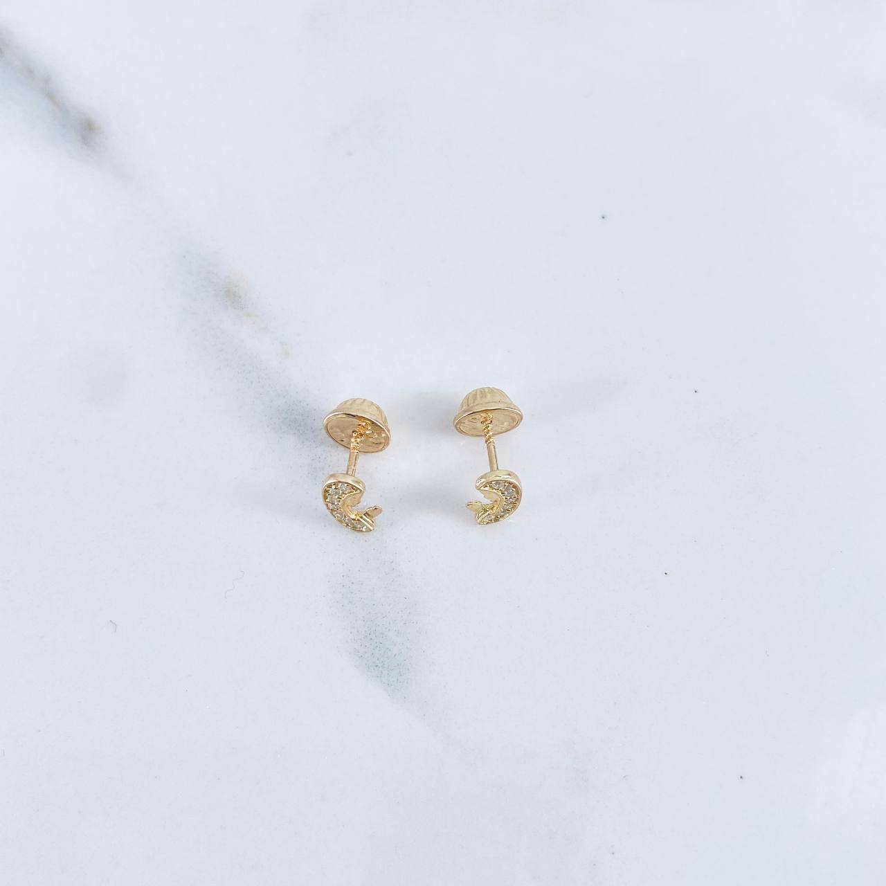 Topos Virgen Maria 0.7gr / Circones Blancos Oro Amarillo 18K &