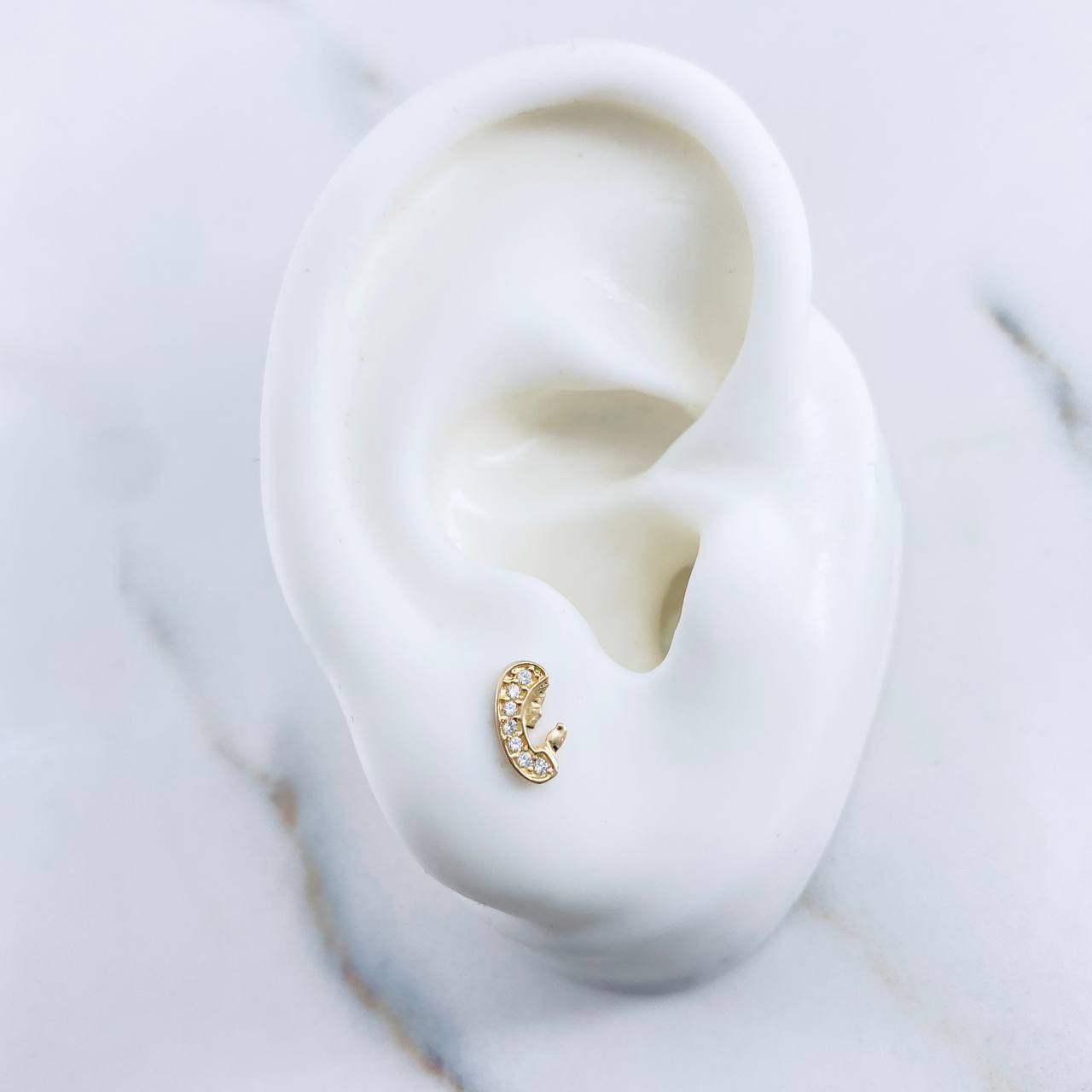 Topos Virgen Maria 0.7gr / Circones Blancos Oro Amarillo 18K &