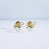 Topos Nota Musical 0.75gr / Circones Verdes Oro Amarillo 18K &