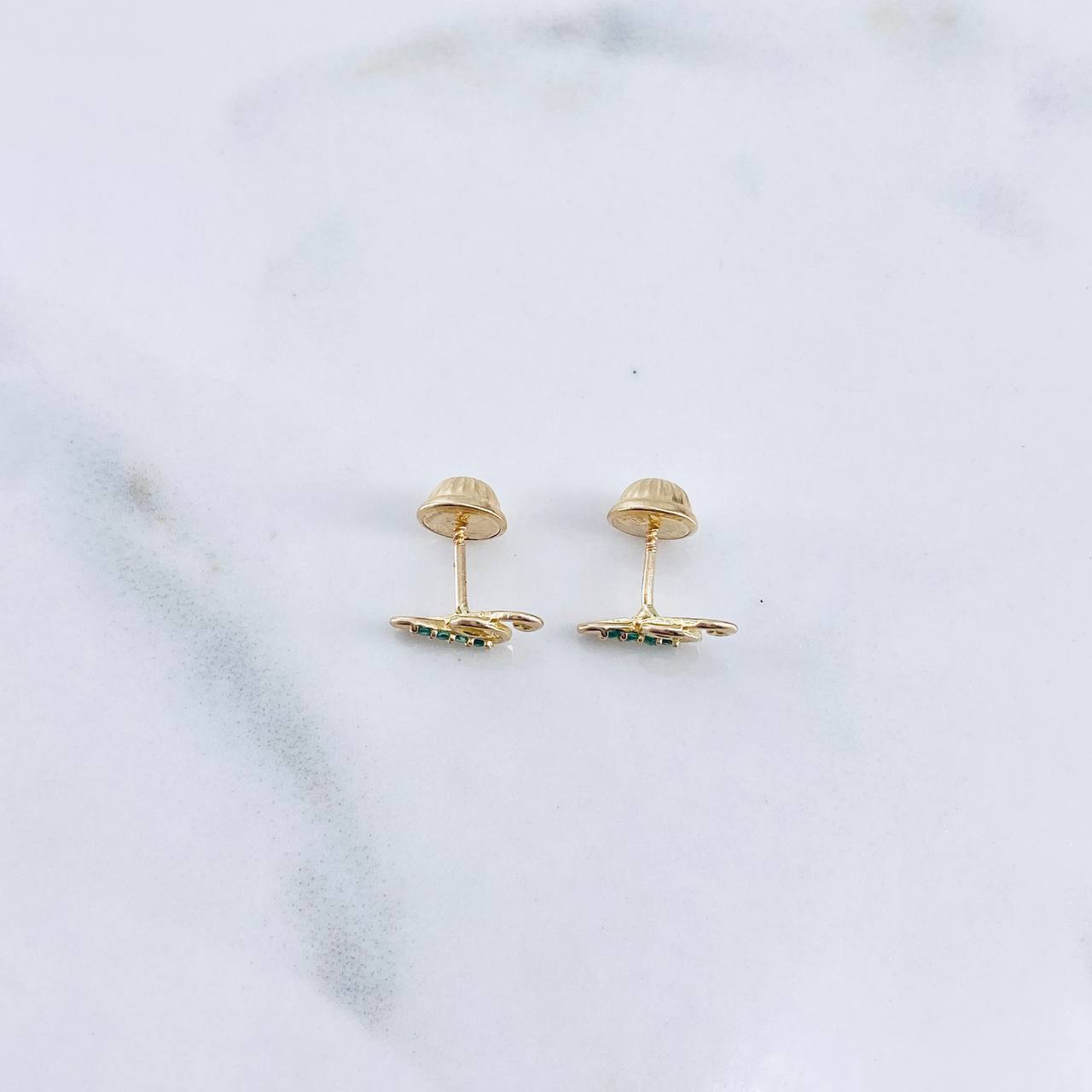 Topos Nota Musical 0.75gr / Circones Verdes Oro Amarillo 18K &