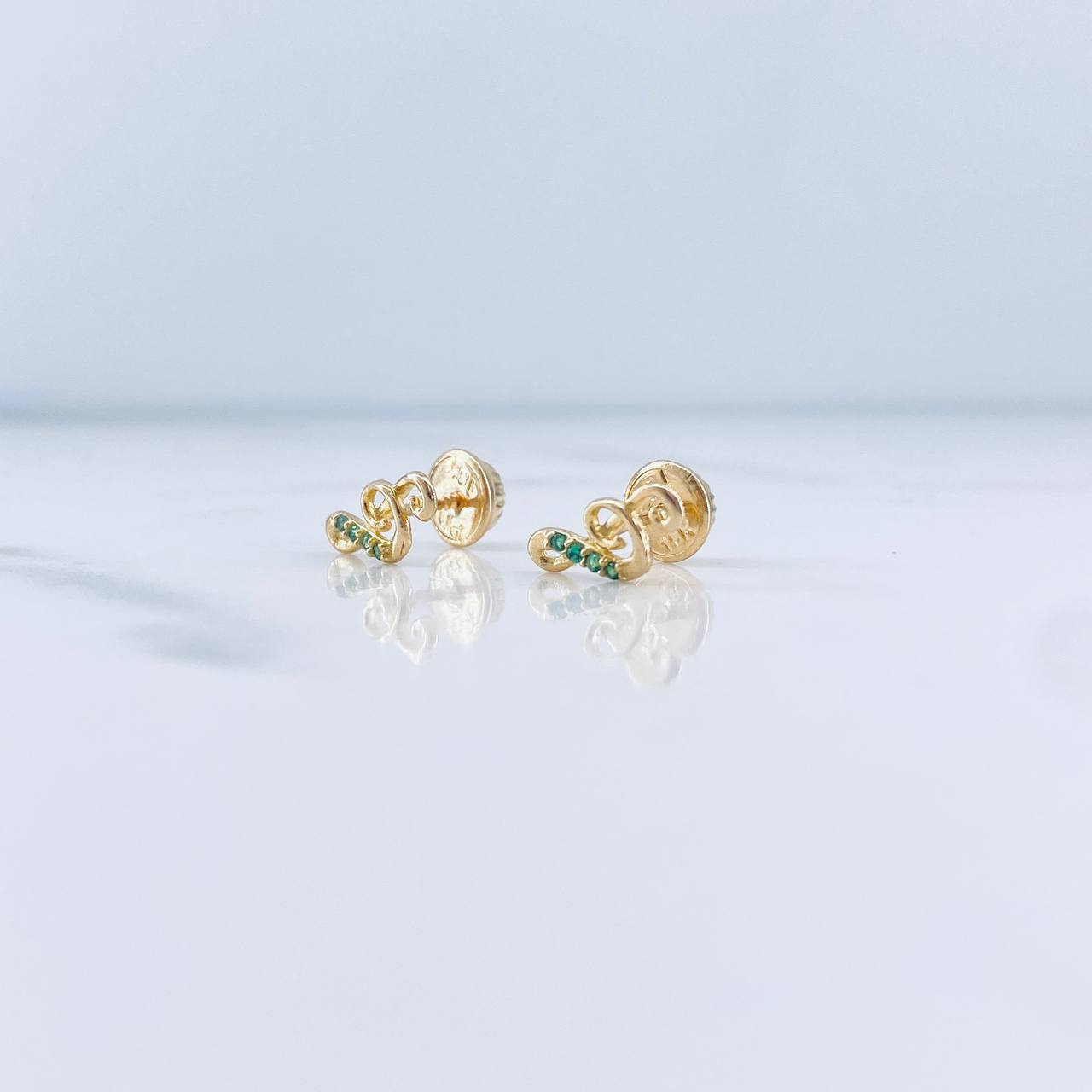 Topos Nota Musical 0.75gr / Circones Verdes Oro Amarillo 18K &