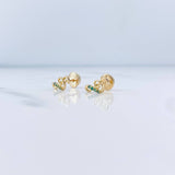 Topos Nota Musical 0.75gr / Circones Verdes Oro Amarillo 18K &