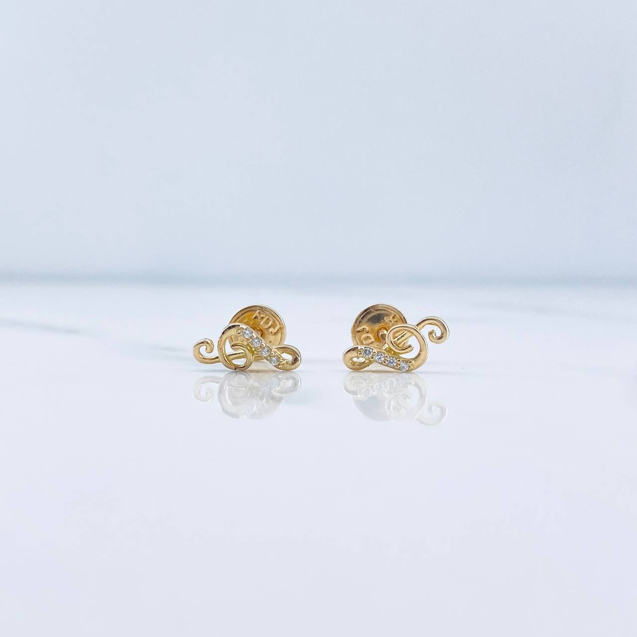 Topos Nota Musical 0.75gr / Circones Blancos Oro Amarillo 18K &