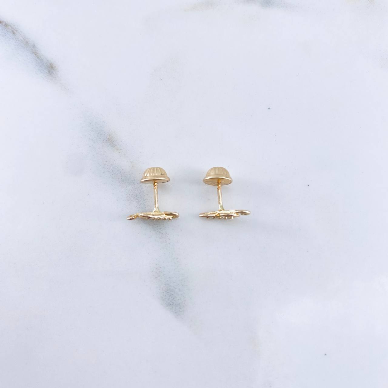 Topos Nota Musical 0.75gr / Circones Blancos Oro Amarillo 18K &