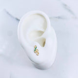 Topos Nota Musical 0.75gr / Circones Verdes Oro Amarillo 18K &