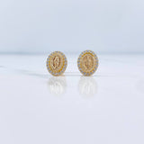Topos Virgen De Guadalupe 1.4gr / Circones Blancos Oro Amarillo 18K &