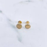 Topos Virgen De Guadalupe 1.4gr / Circones Blancos Oro Amarillo 18K &