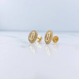 Topos Virgen De Guadalupe 1.4gr / Circones Blancos Oro Amarillo 18K &