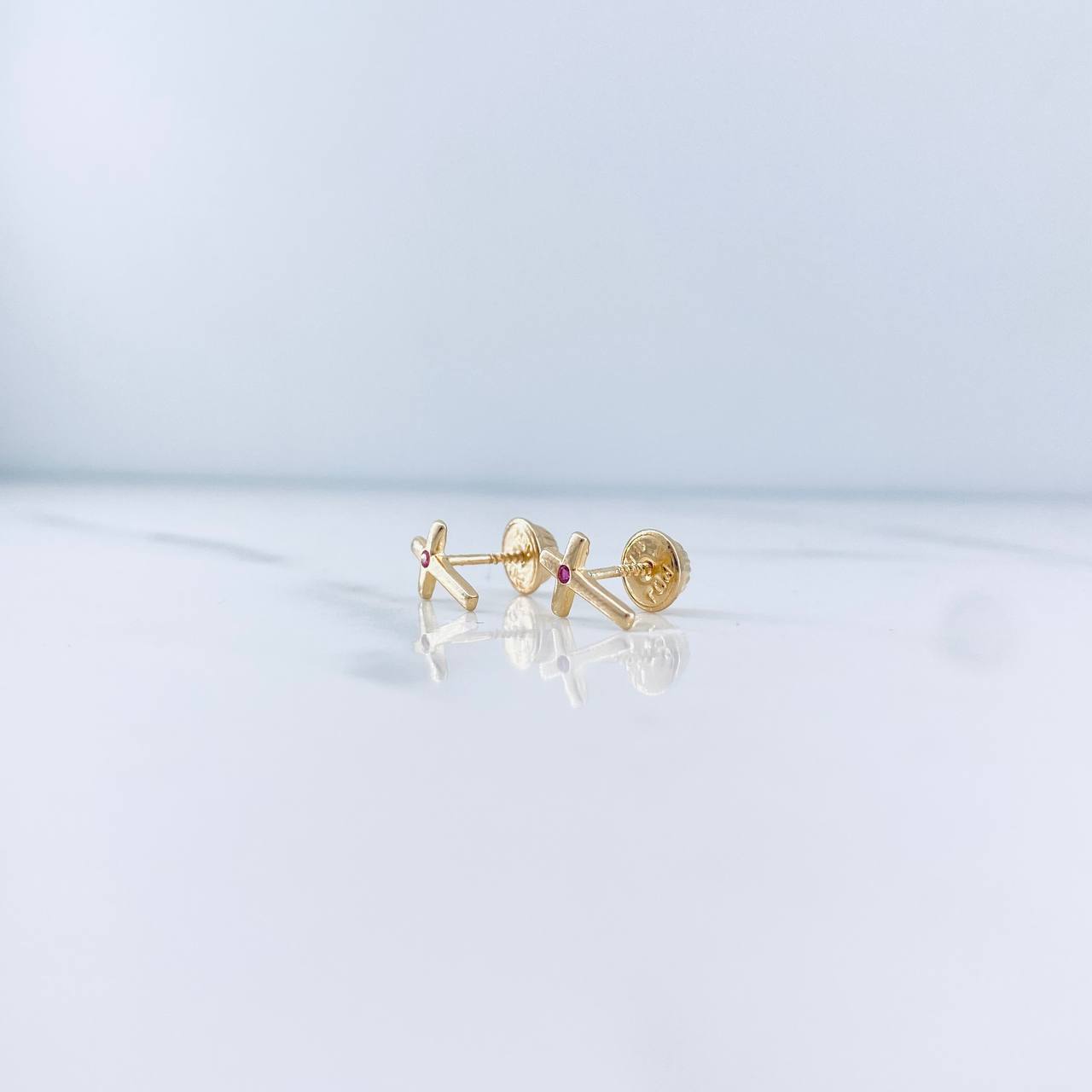 Topos Cruz 0.65gr / Circon Fuscia Oro Amarillo 18K &