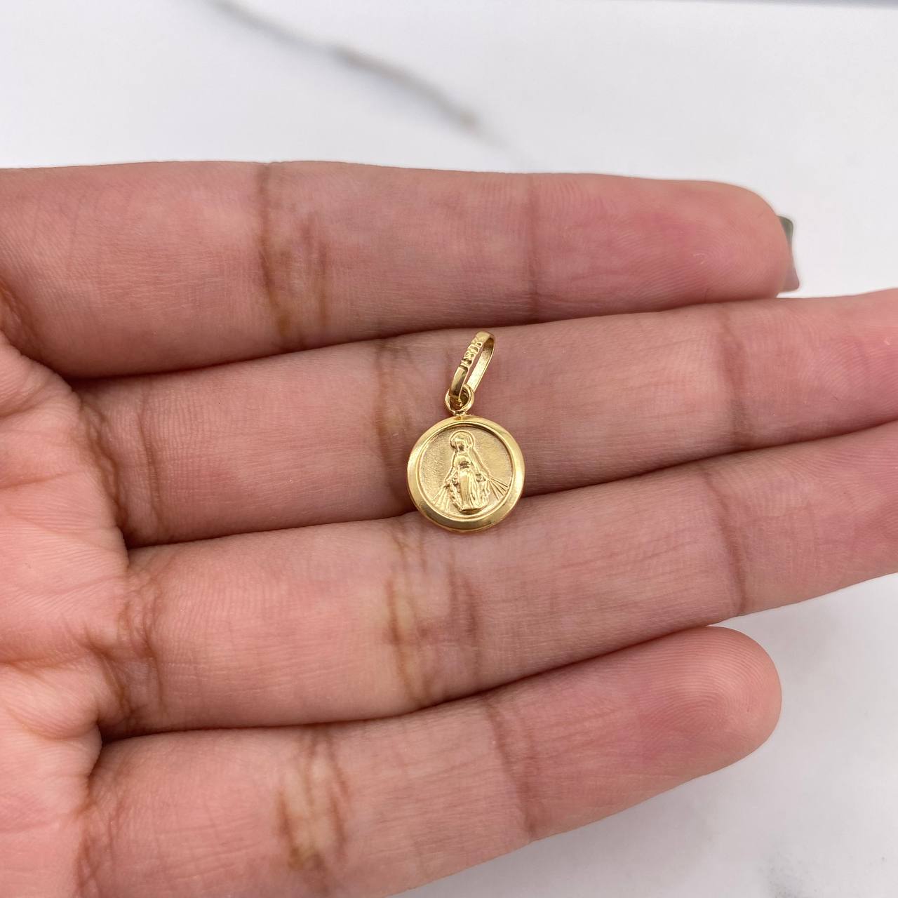 Dije Virgen Milagrosa 0.4gr / 1.4cm / Troquelado Oro Amarillo 18K #