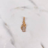 Dije Virgen Del Carmen 1.4gr / 2.6cm / Circones Blancos Oro Rosa 18K $