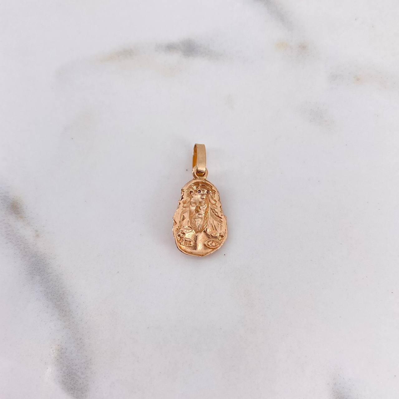Dije Rostro Cristo 1.3gr / 2.1cm / Circones Blancos Oro Rosa 18K #