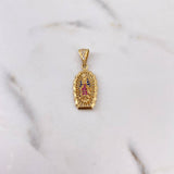 Dije Virgen Guadalupe 3.3gr / 3.2cm / Circones Fucsias Azules Blancos Oro Amarillo 18K #