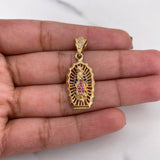 Dije Virgen Guadalupe 3.3gr / 3.2cm / Circones Fucsias Azules Blancos Oro Amarillo 18K #