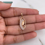 Dije Virgen Maria 1.35gr / 2.5cm / Circones Blancos Oro Rosa 18K #