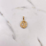 Dije Virgen Maria 1.65gr / 2.3cm / Circones Azules Blancos Oro Amarillo 18K &