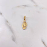 Dije Virgen Maria 1.1gr / 2.3cm / Circones Blancos Oro Amarillo 18K #