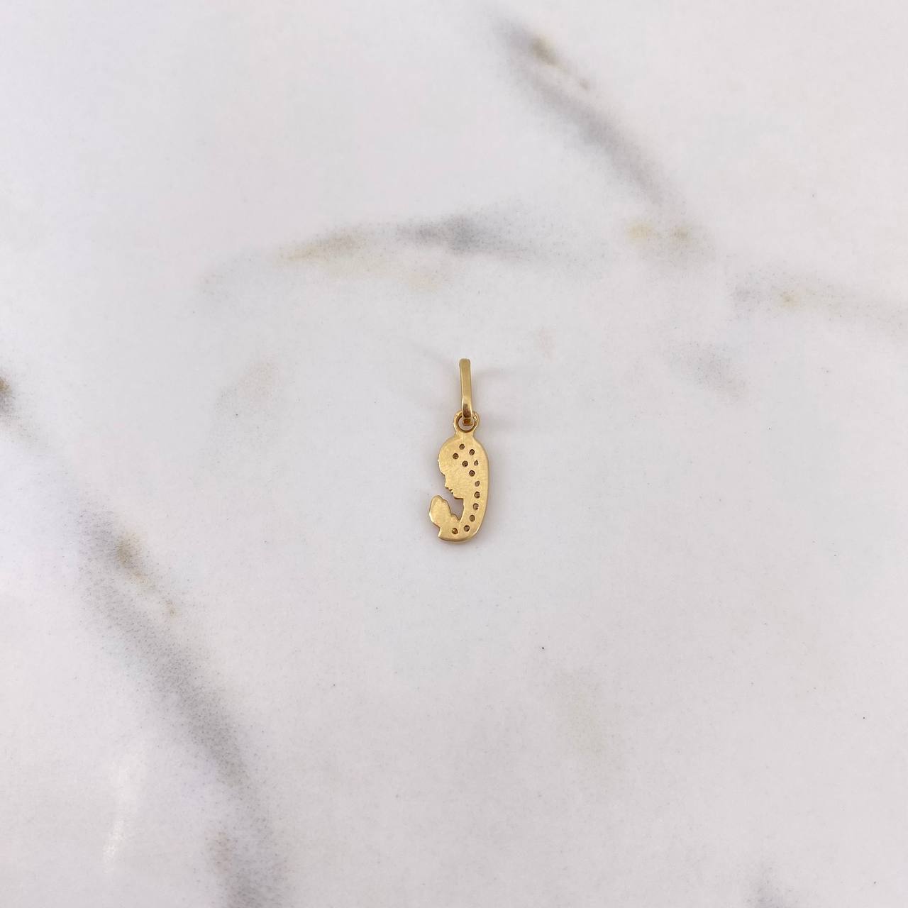Dije Virgen Maria 0.65gr / 1.8cm / Circones Blancos Oro Amarillo 18K #