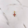 Dije Cruz 0.95gr / 1.8cm / Doble Faz Circones Fucsias Blancos Oro Amarillo 18K &