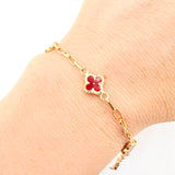 Pulso Cajon Trebol Rojo 3.4gr / 18cm / 8.1mm Oro Amarillo 18K