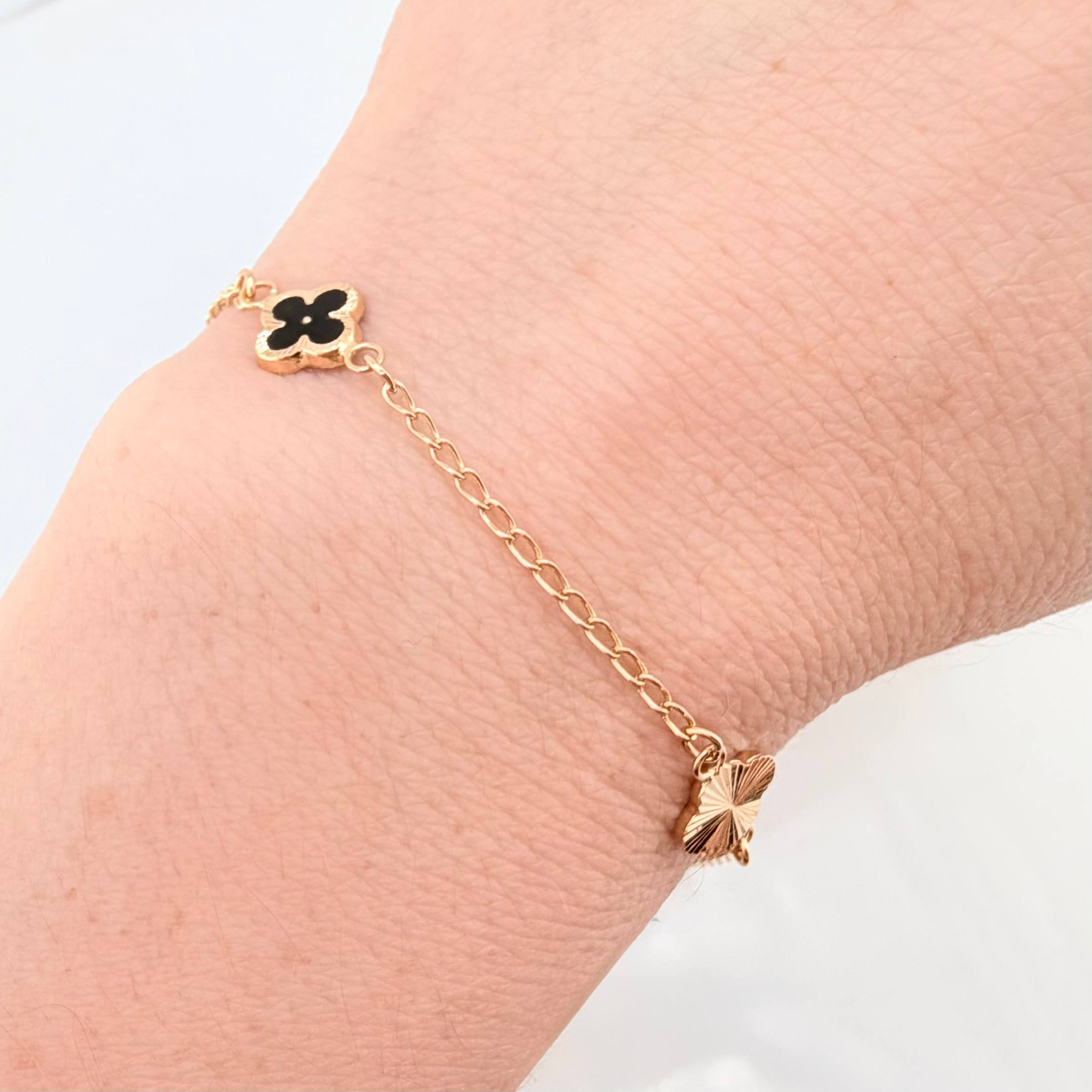 Pulso Cajón Trebol Doble Faz 2.55gr / 19cm / 8mm Oro Amarillo 18K