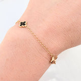 Pulso Cajón Trebol Doble Faz 2.6gr / 19cm / 8mm Oro Amarillo 18K *