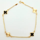 Pulso Cajón Trebol Doble Faz 2.4gr / 19cm / 8mm Oro Amarillo 18K