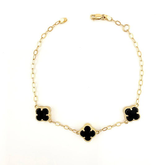 Pulso Aro Seguido Trebol Doble Faz 4.15gr / 17.5cm-19.5cm / 9.7mm Oro Amarillo Nac.Esp. 18K