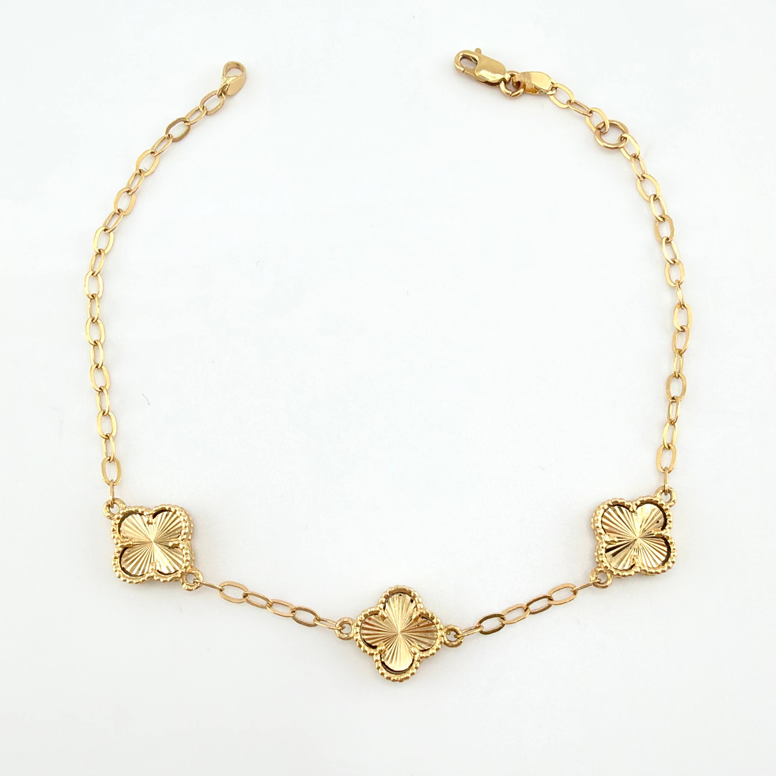 Pulso Aro Seguido Trebol Doble Faz 4.15gr / 17.5cm-19.5cm / 9.7mm Oro Amarillo Nac.Esp. 18K