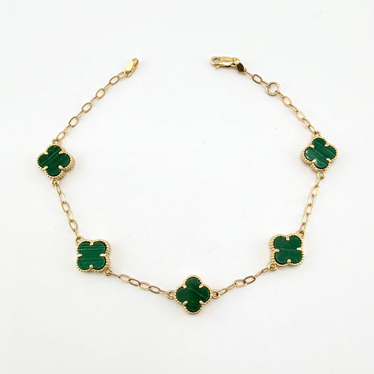 Pulso Aro Seguido Trebol Doble Faz 6gr / 18cm-20cm / 9.7mm Oro Amarillo Nac.Esp. 18K