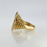 Anillo Signo Dólar Punteado 9.65gr / T10 1/4 / Oro Amarillo 18K ©