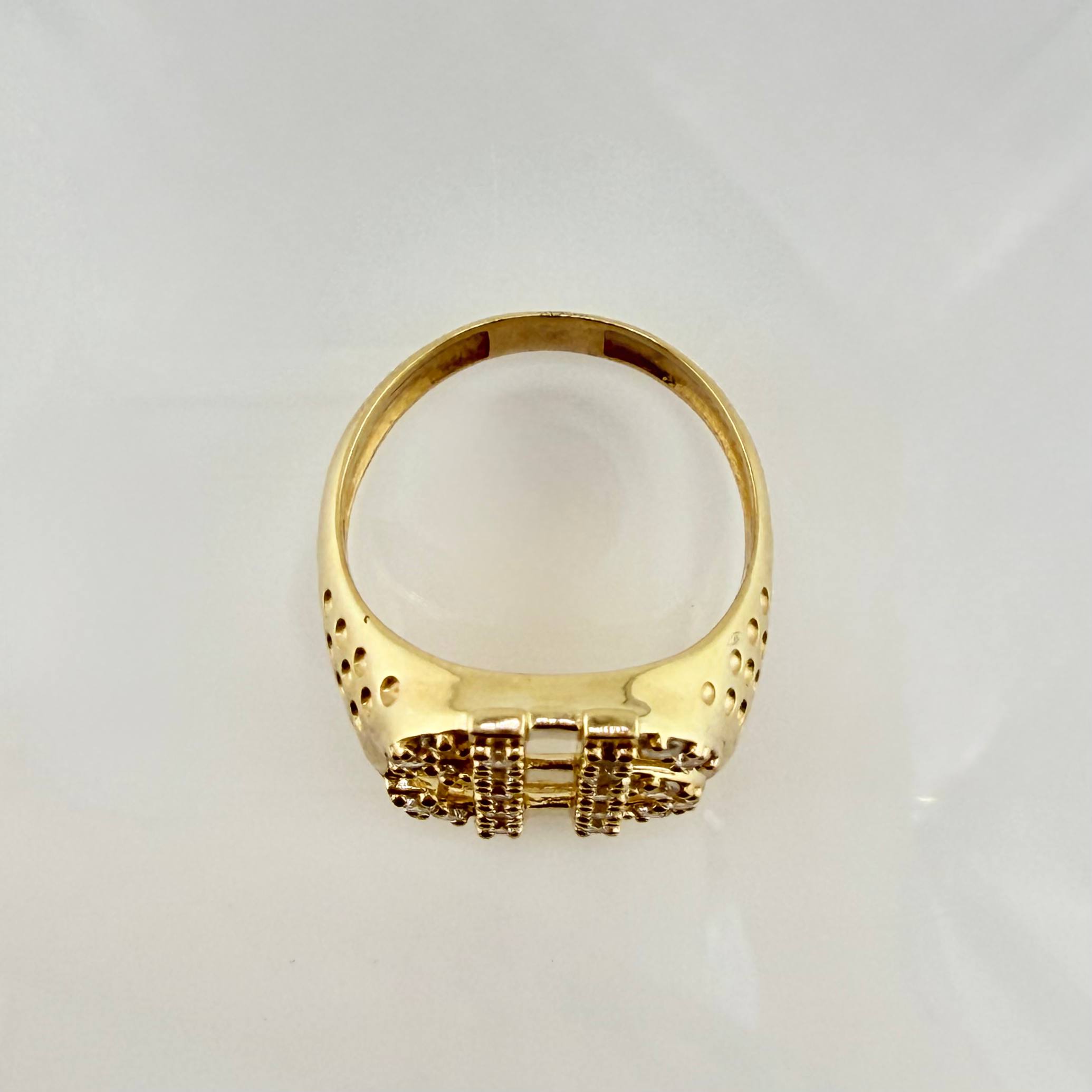 Anillo Signo Dólar Punteado 9.65gr / T10 1/4 / Oro Amarillo 18K ©