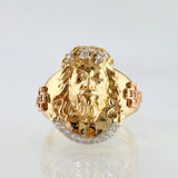 Anillo Rostro De Cristo 7.2gr / T9 / Dos Oros Amarillo Rosa 18K ©