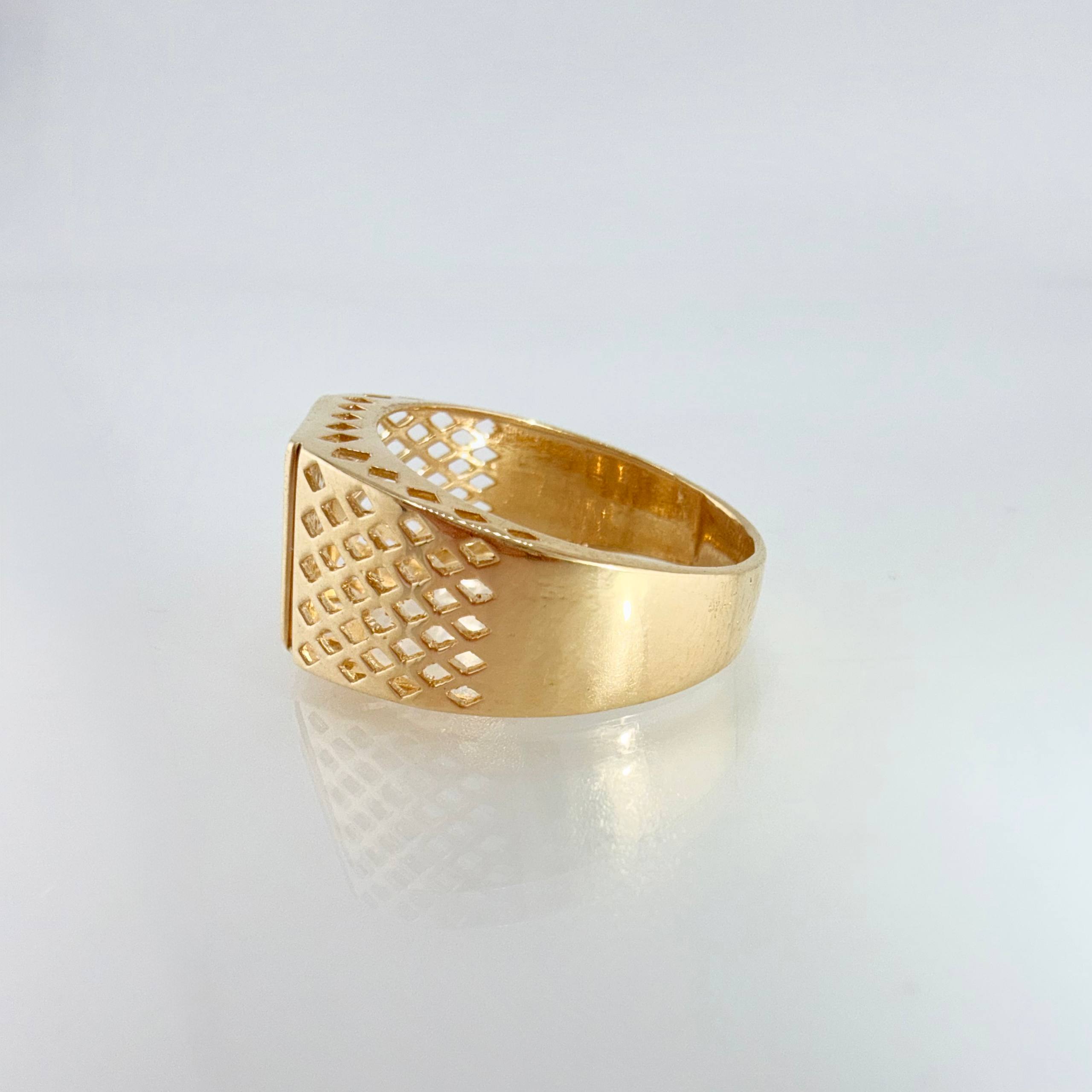 Anillo Sello Cruz Maya 6.05gr / T10 1/2 / Oro Amarillo 18K ©