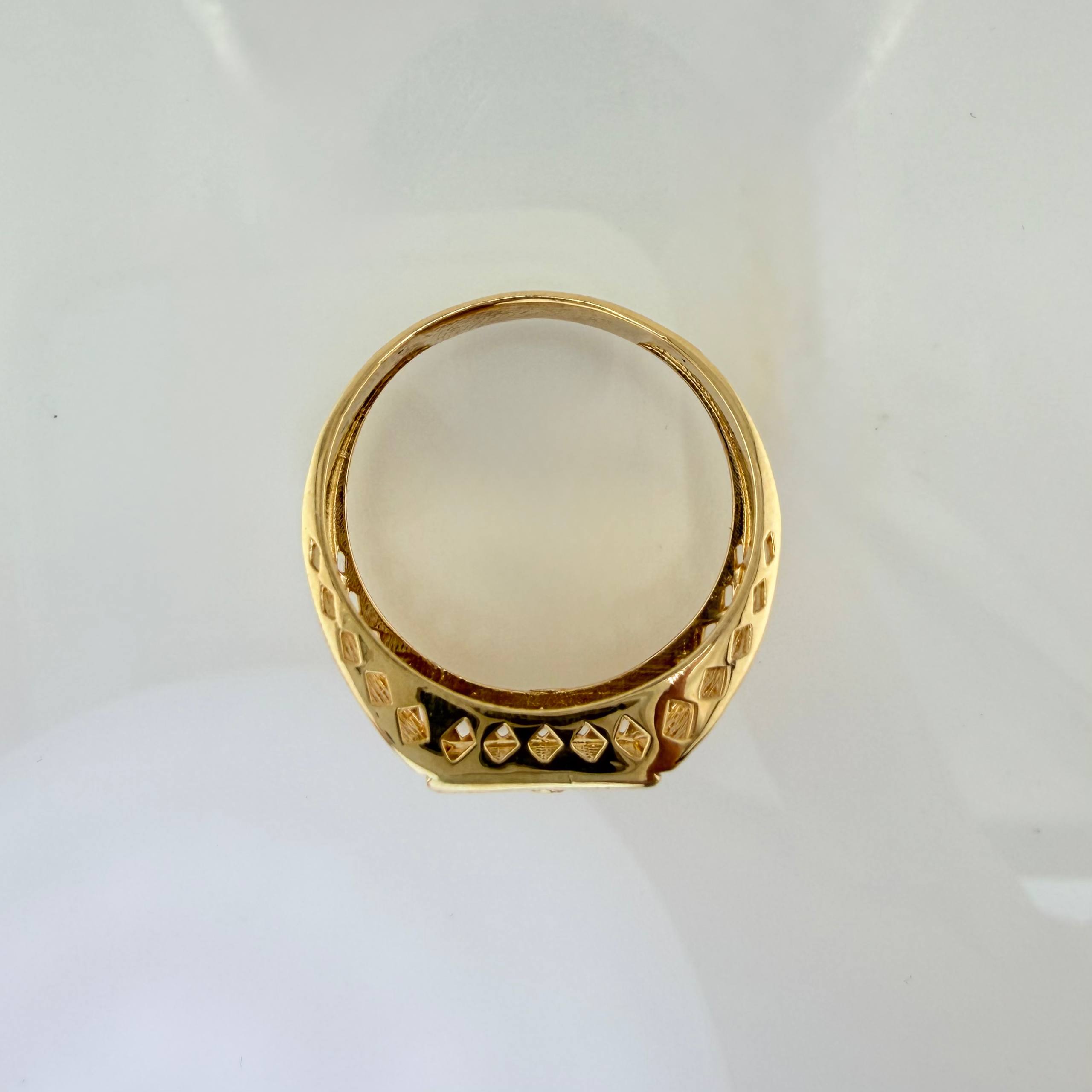 Anillo Sello Cruz Maya 6.05gr / T10 1/2 / Oro Amarillo 18K ©