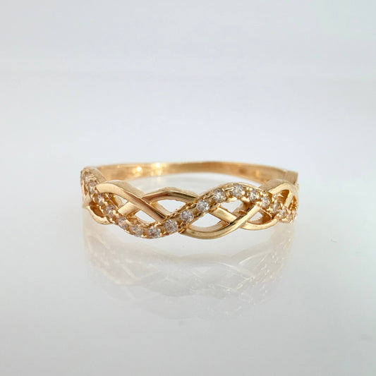 Anillo Carriles Entrelazados 1.9gr / T6 3/4 / Oro Amarillo 18K ©