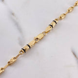 Cadena Rustica Tornillo 12.2gr / 62.6cm / 3.8mm Cauchos Negros Oro Amarillo 18K $