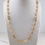Cadena Rustica Tornillo 12.2gr / 62.6cm / 3.8mm Cauchos Negros Oro Amarillo 18K $