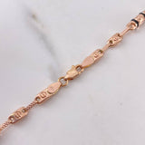 Cadena Rustica Tornillo 11.15gr / 61.6cm / 3.9mm Cauchos Negros Oro Rosa 18K $