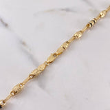Cadena Rustica 13.2gr / 60.9cm / 4.1mm Barril Cruz Cauchos Negros Oro Amarillo 18K $