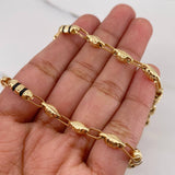 Cadena Rustica 13.2gr / 60.9cm / 4.1mm Barril Cruz Cauchos Negros Oro Amarillo 18K $