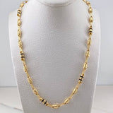 Cadena Rustica 13.2gr / 60.9cm / 4.1mm Barril Cruz Cauchos Negros Oro Amarillo 18K $