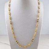 Cadena Rustica Corona RX 12.15gr / 62.9cm / 3.8mm Cauchos Negros Oro Amarillo 18K $