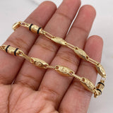 Pulso Rustico Corona RX 4.75gr / 21.7cm / 4.5mm Cauchos Negros Oro Amarillo 18K $