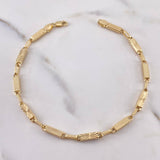 Pulso Rustico Rectangular 4.4gr / 21.4cm / 3.2mm Diamantado Oro Amarillo 18K $