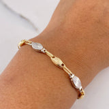 Pulso Rustico Eslabon 4.75gr / 20.7cm / 5.2mm Diamantado Dos Oros Amarillo Blanco 18K $