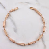 Pulso Rustico Rectangular 4.4gr / 21.6cm / 3.3mm Diamantado Oro Rosa 18K &